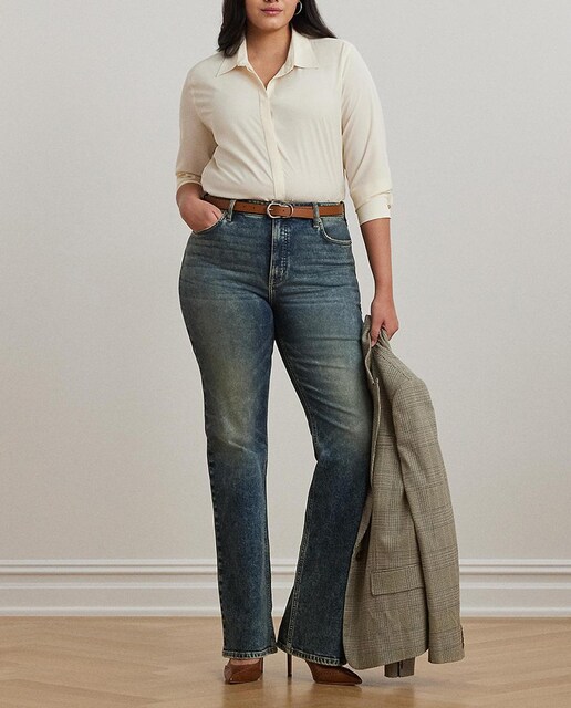 Imagen 0 de Vaqueros rectos de mujer talla grande de tiro alto