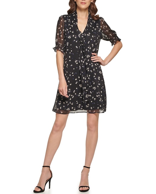 Imagen 0 de Vestido de manga corta y cuello en pico