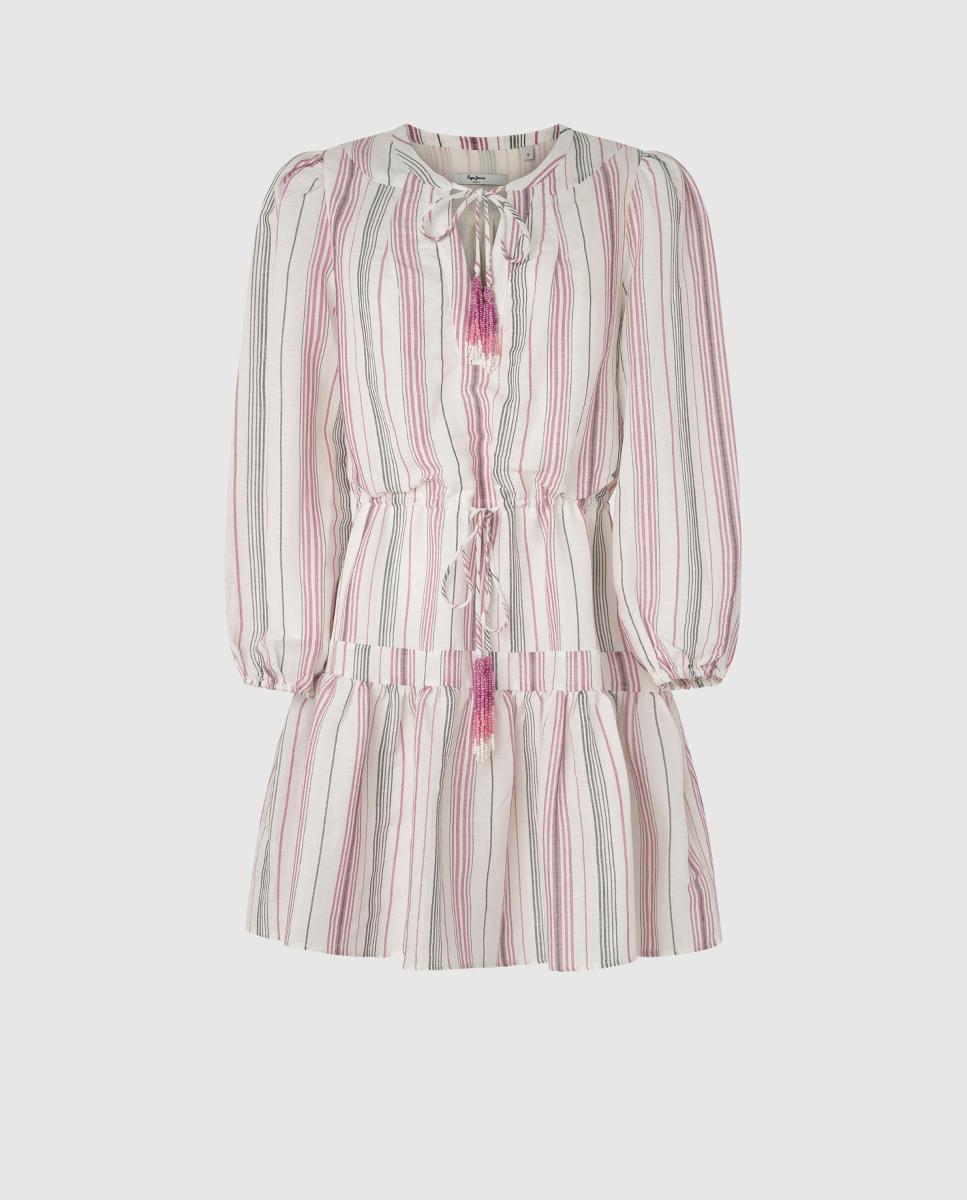 Imagen 0 de Vestido corto con estampado de rayas