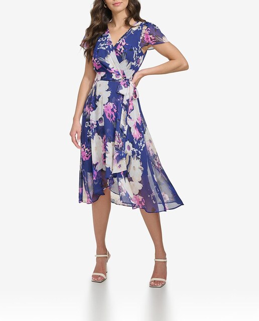 Imagen 0 de Vestido corto con cuello de pico asimetrico