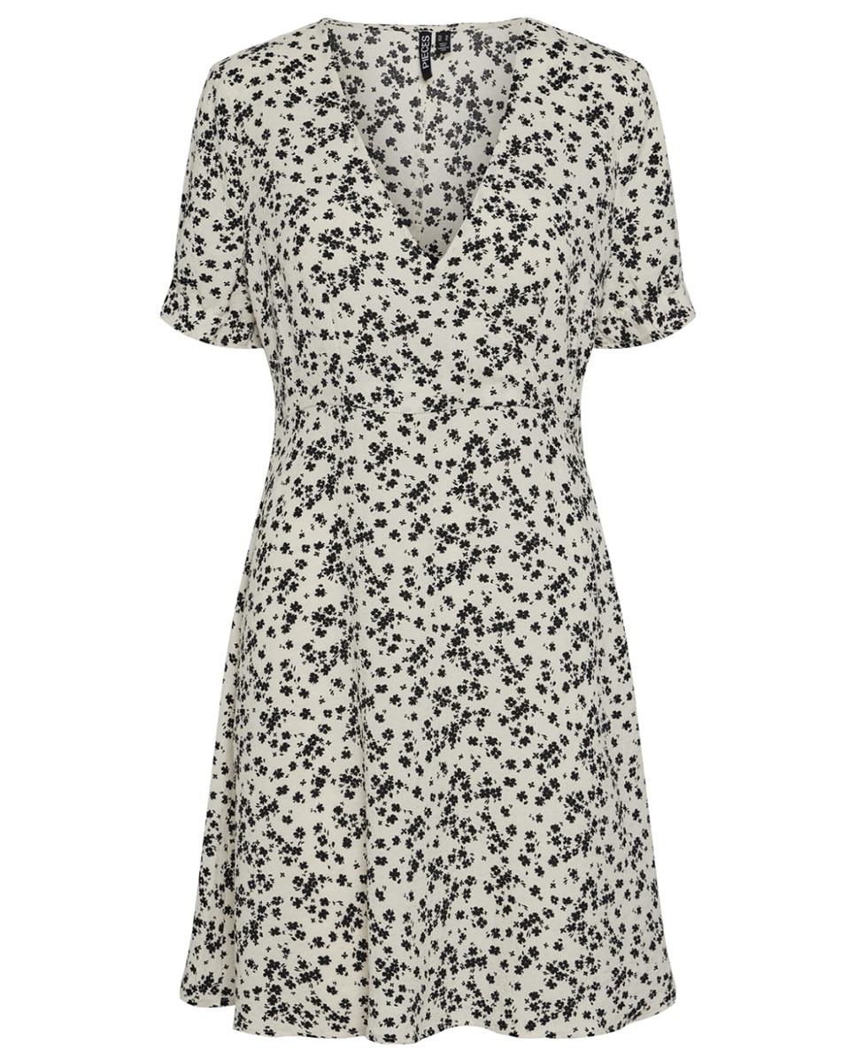 Imagen 0 de Vestido corto con escote pico de viscosa