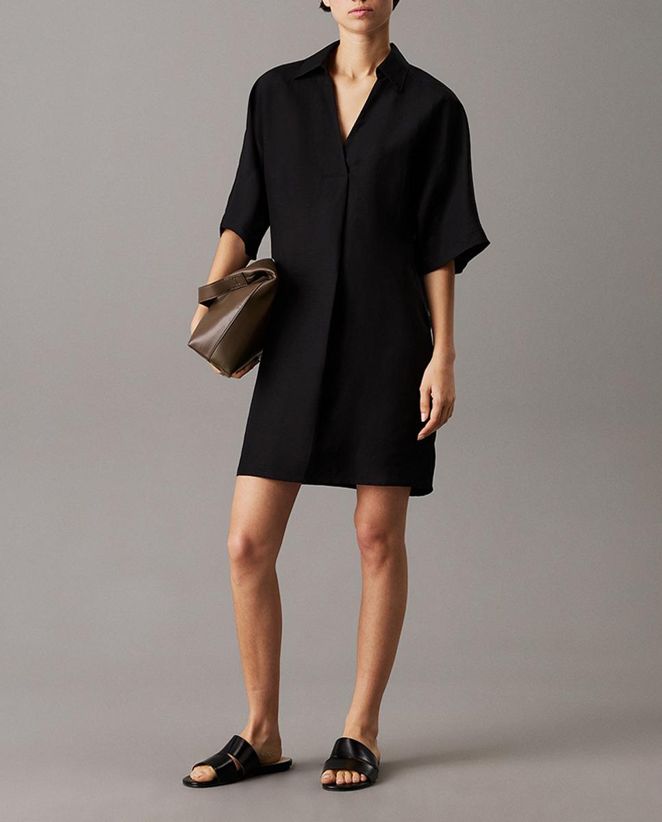 Imagen 0 de Vestido tipo camisero con lino