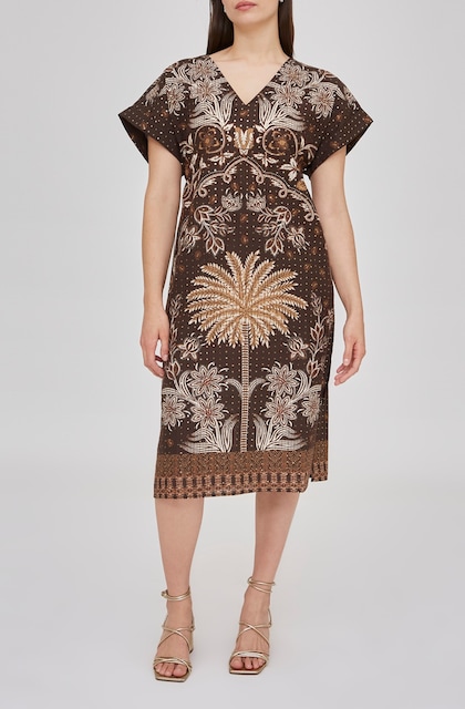 Imagen 0 de Vestido de mujer estampado con lentejuela escote pico