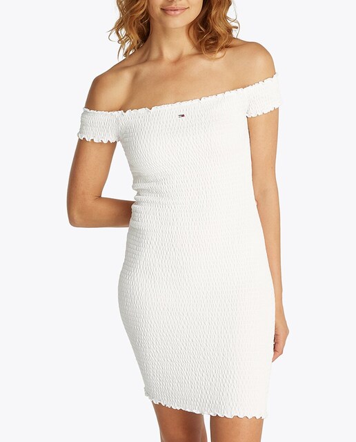 Imagen 0 de Minivestido smock de mujer con cuello cisne