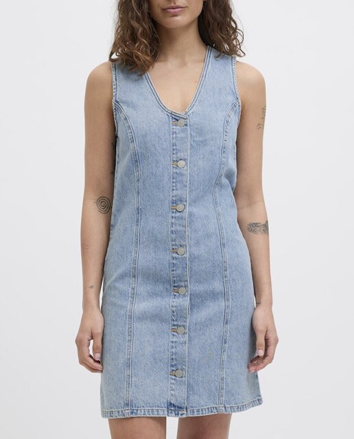 Imagen 0 de Vestido vaquero de mujer corto con botones