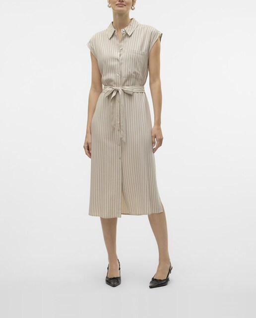 Imagen 0 de Vestido camisero con cinturón de tela