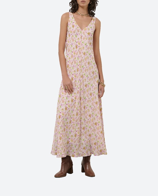 Imagen 0 de Vestido midi de tirante fruncido estampado floral