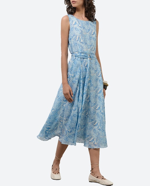 Imagen 0 de Vestido midi sin mangas en gasa estampado