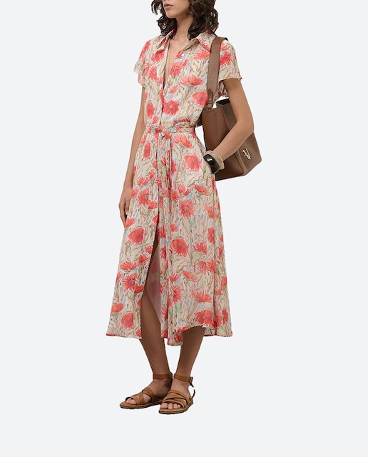 Imagen 0 de Vestido camisero en gasa estampado vegetal floral