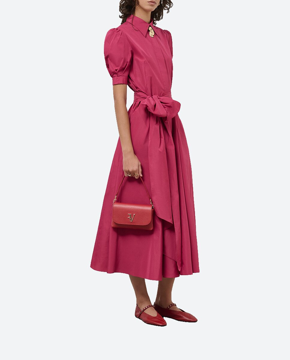 Imagen 0 de Vestido midi manga corta tafeta