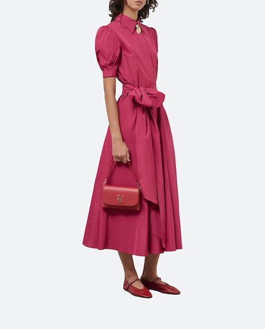 Imagen 0 de Vestido midi manga corta tafeta