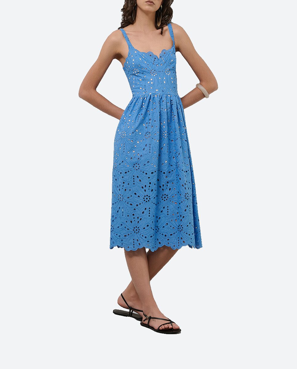 Imagen 0 de Vestido midi tirantes bordado suizo