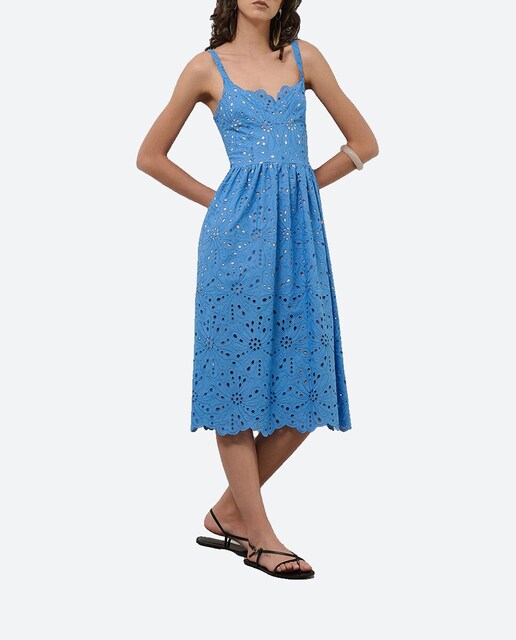 Imagen 0 de Vestido midi tirantes bordado suizo