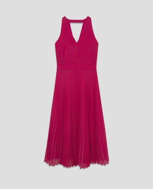 Imagen 0 de Vestido de mujer midi con falda plisada en crepe georgette