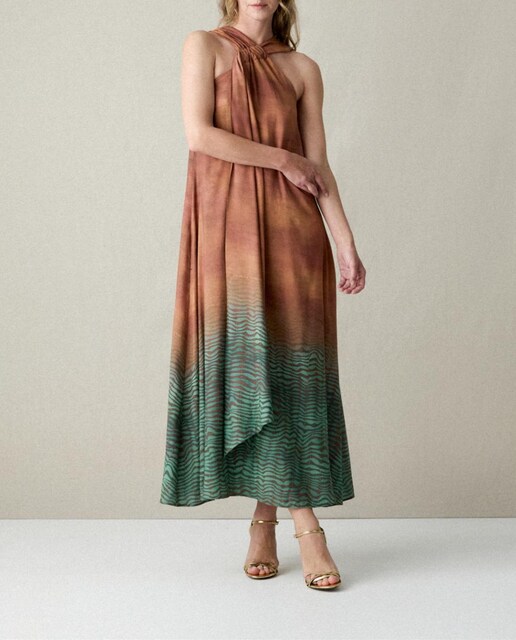 Imagen 0 de Vestido midi atado en cuello