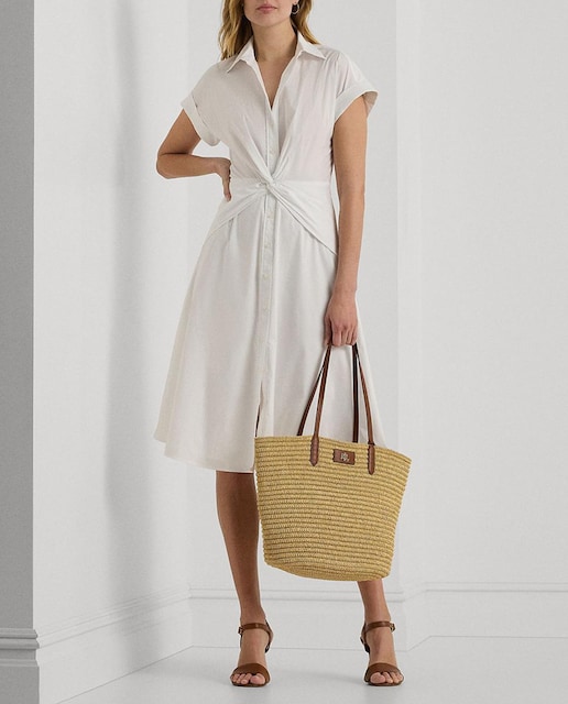 Imagen 0 de Vestido camisero fruncido con algodón