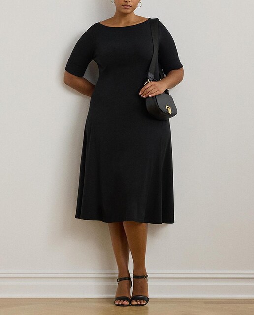 Imagen 0 de Vestido midi talla grande con cuello barco