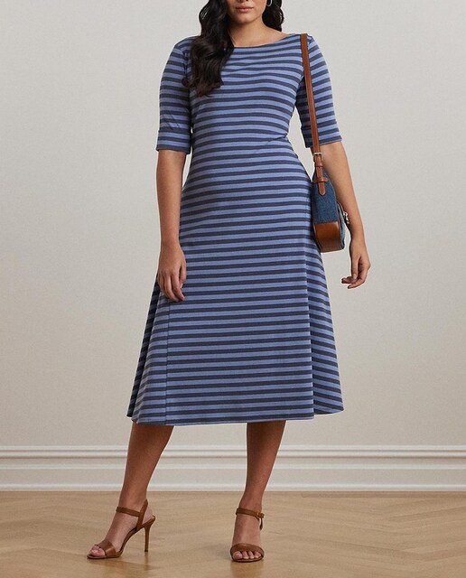 Imagen 0 de Vestido midi talla grande de algodón elástico