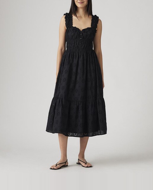 Imagen 0 de Vestido midi de tirantes con detalle calado