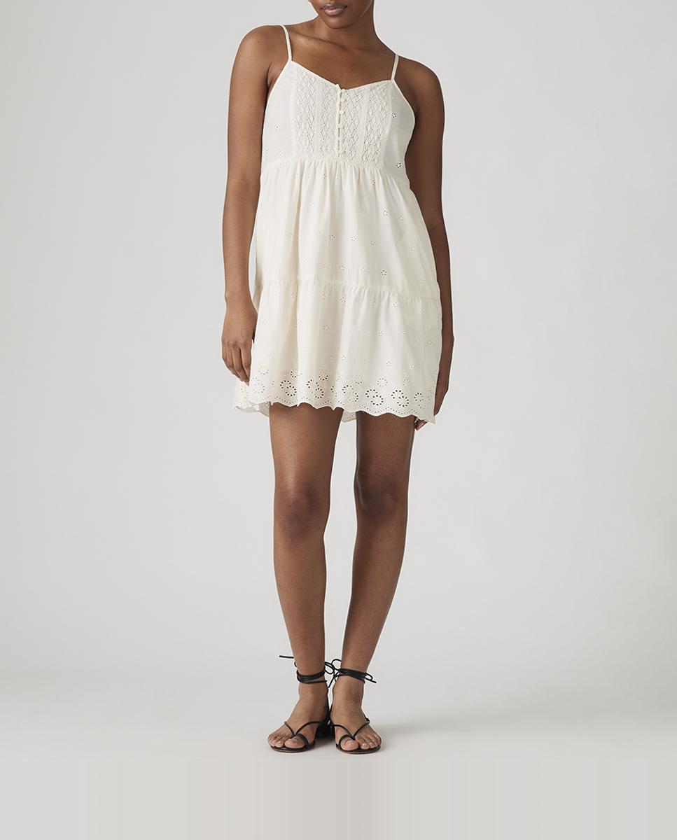 Imagen 0 de Vestido corto de tirantes con detalle calado