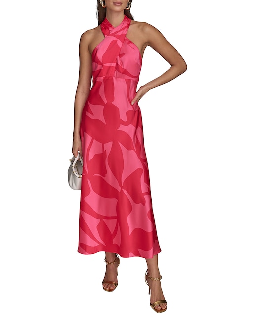Imagen 0 de Vestido de estampado floral y cuello halter