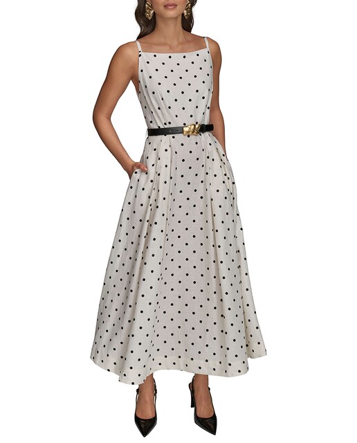 Imagen 0 de Vestido de lunares con escote recto