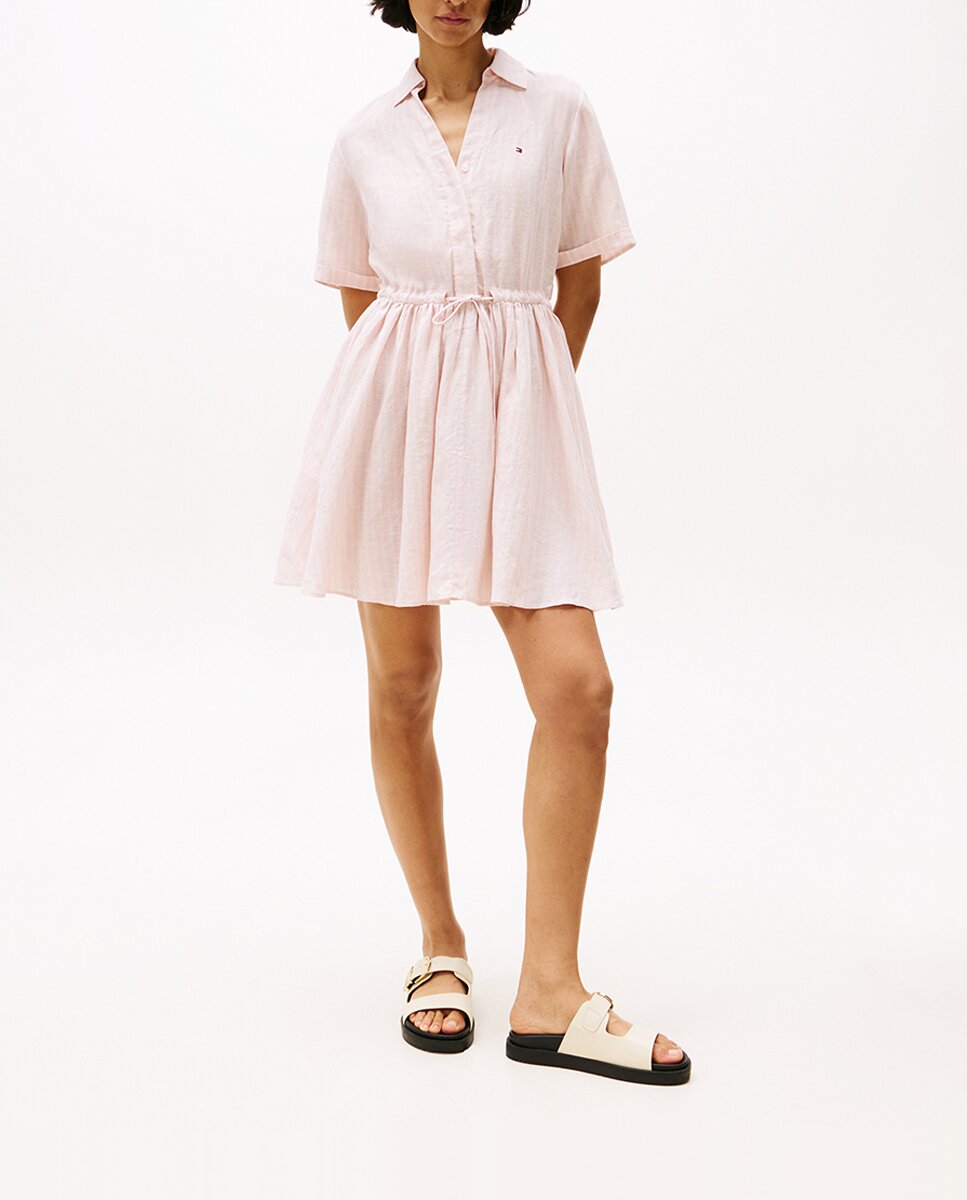 Imagen 0 de Vestido corto de lino de manga corta