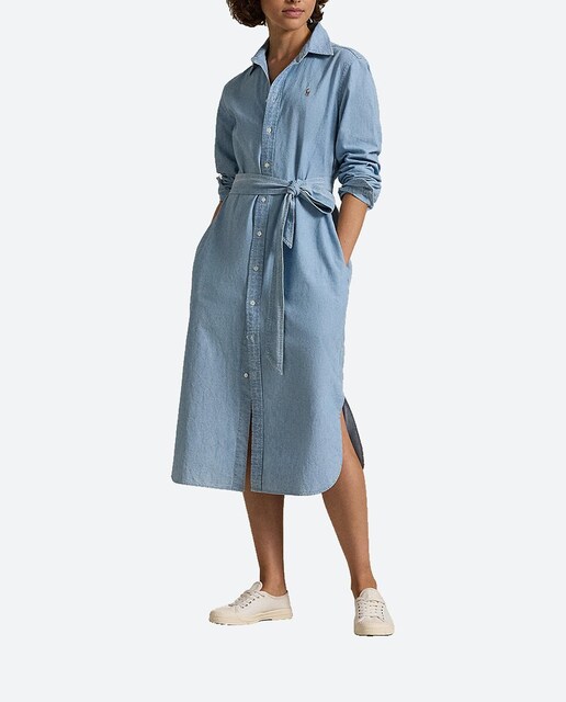 Imagen 0 de Vestido camisero de algodón con manga larga