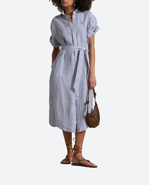 Imagen 0 de Vestido camisero de lino con cinturón