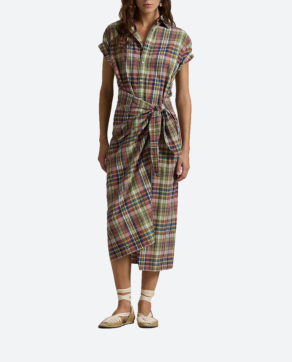Imagen 0 de Vestido de algodón con estampado de cuadros
