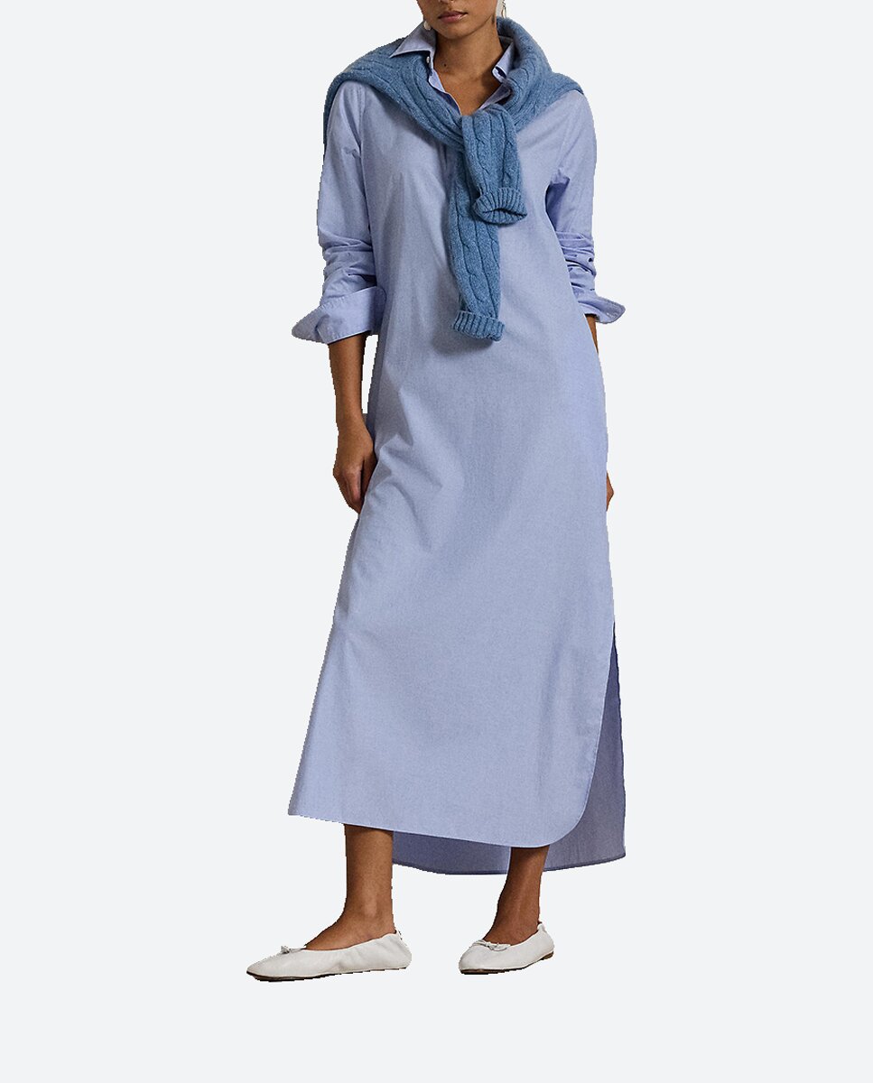 Imagen 0 de Vestido camisero de algodón con manga larga