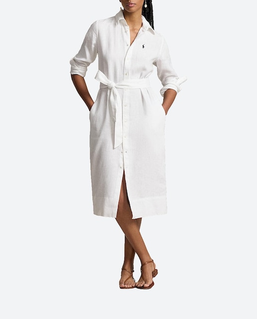 Imagen 0 de Vestido midi de lino de manga larga