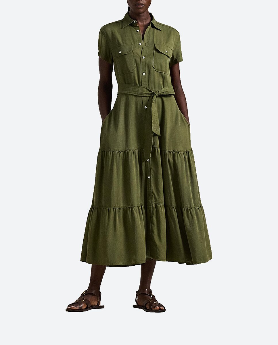 Imagen 0 de Vestido de manga corta con corte evasé