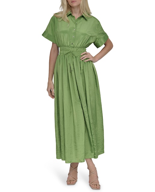 Imagen 0 de Vestido largo camisero de manga corta