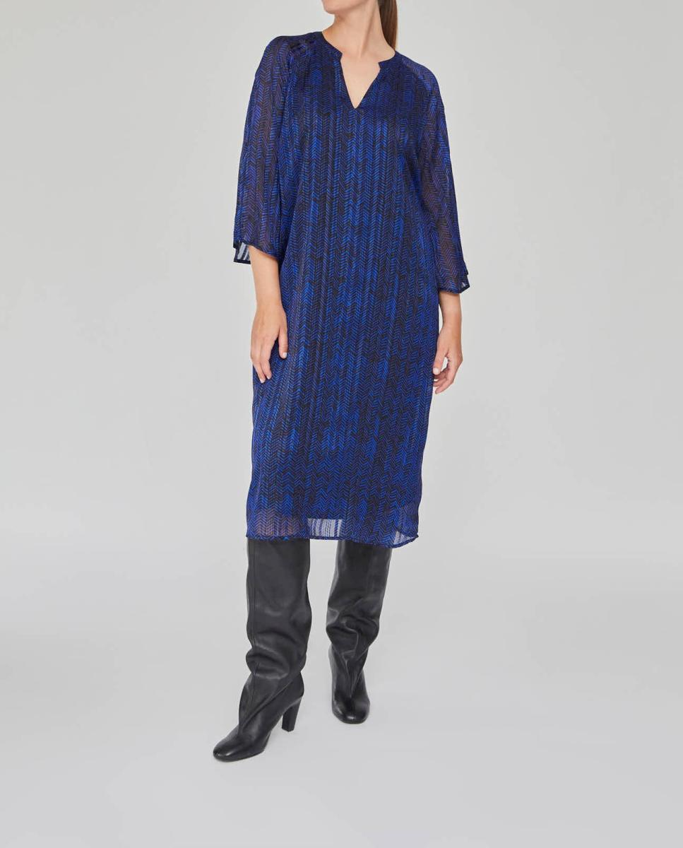 Imagen 0 de Vestido estampado con hilo metalico