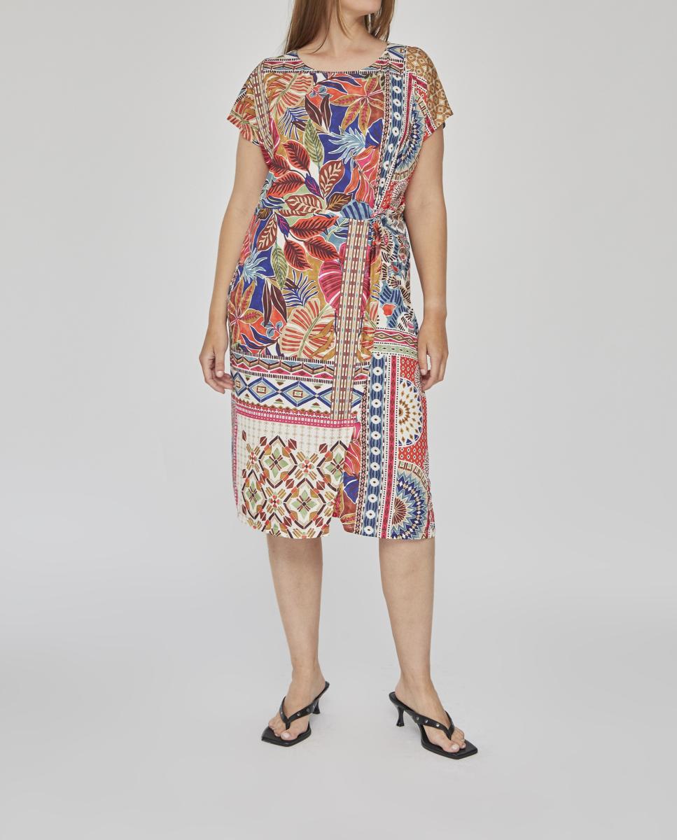 Imagen 0 de Vestido punto estampado con nudo