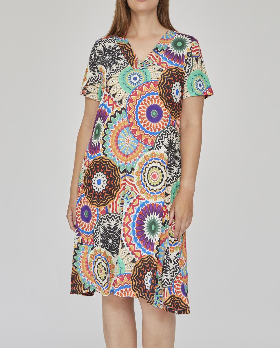 Imagen 0 de Vestido punto estampado con godets