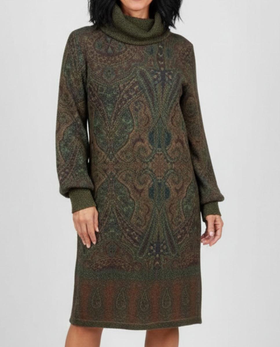 Imagen 0 de Vestido estampado cuello alto y manga larga