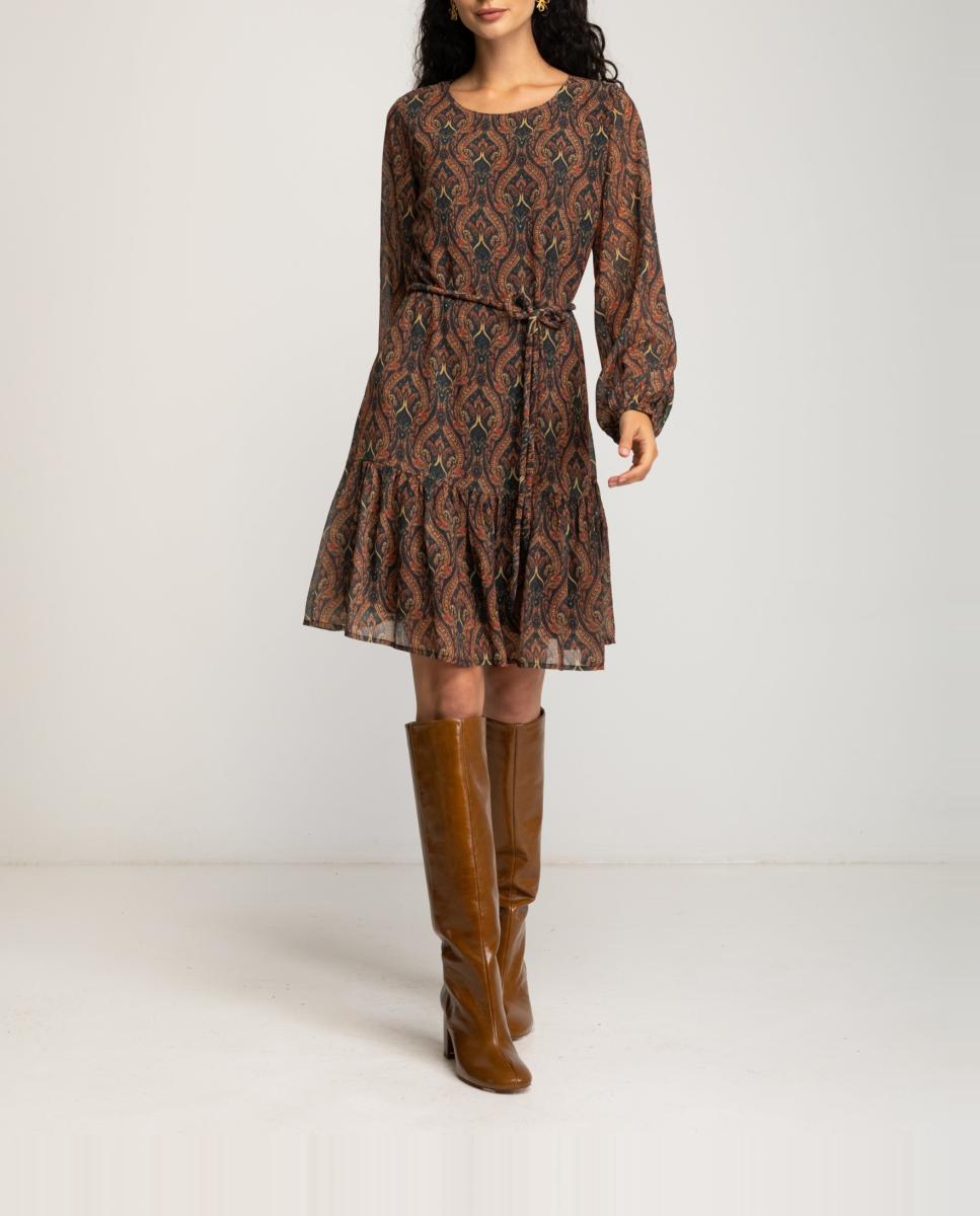 Imagen 0 de Vestido corto con bajo acabado con volantes de mujer