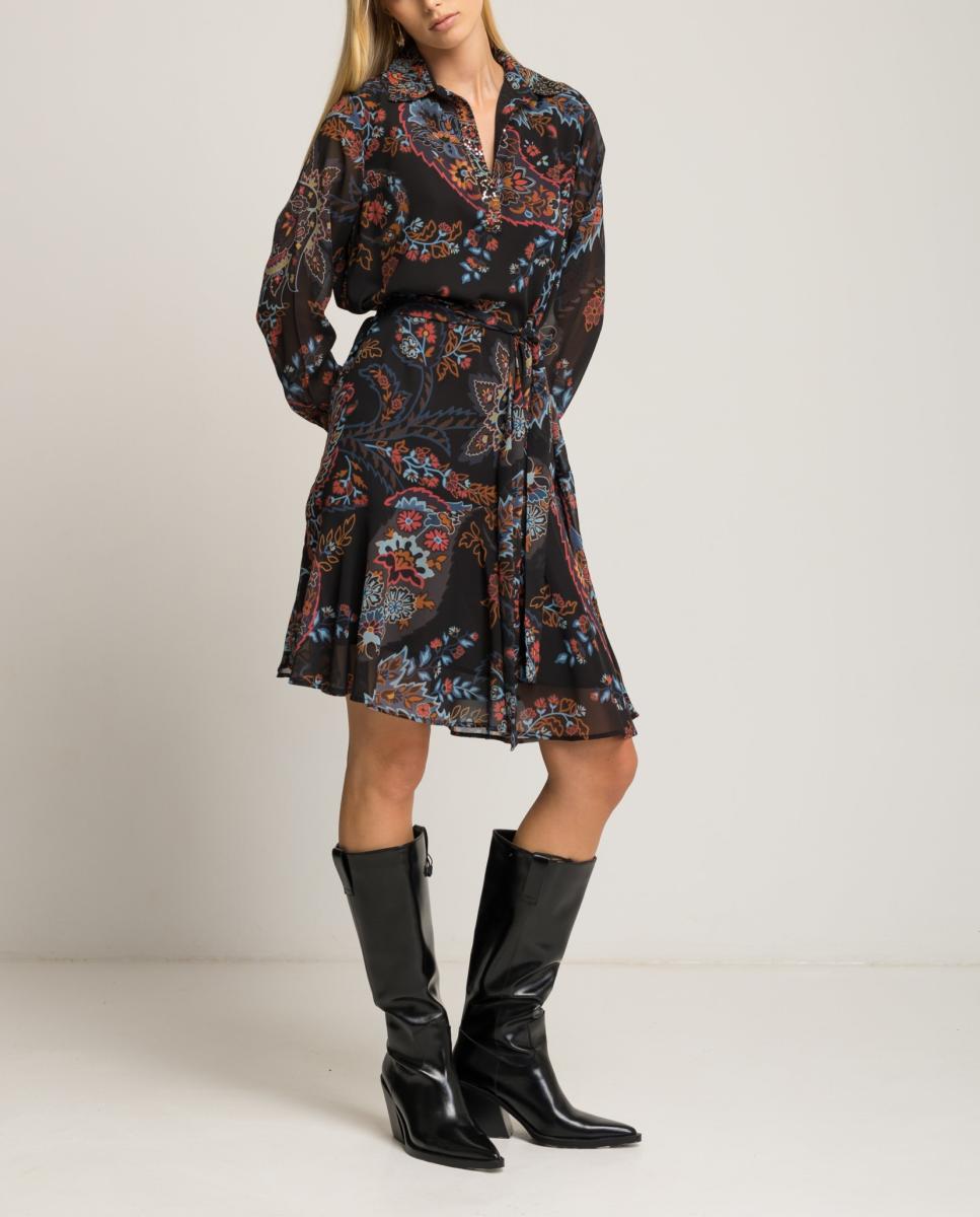 Imagen 0 de Vestido corto estampado con botones de mujer