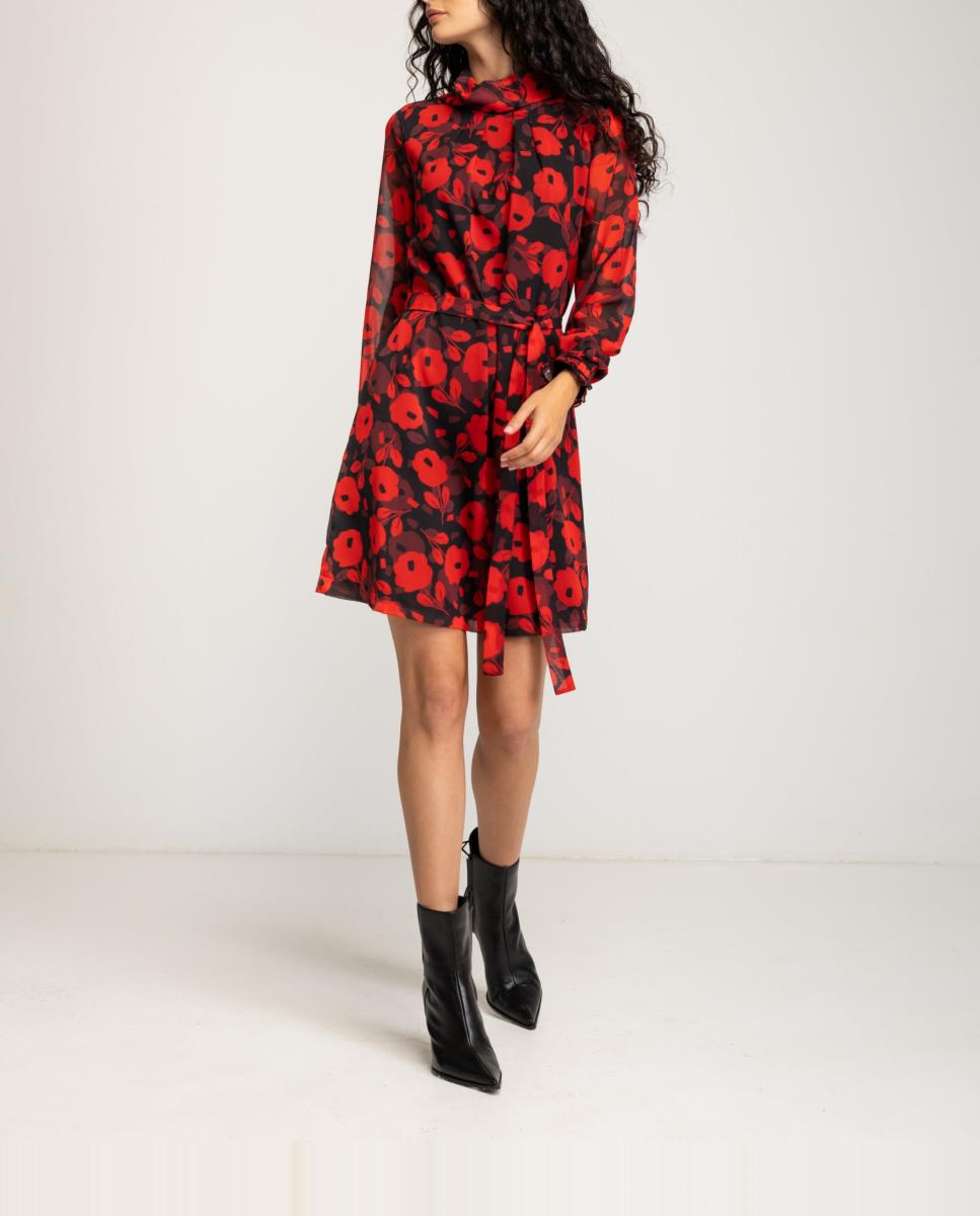 Imagen 0 de Vestido corto con pliegues en el escote  de mujer