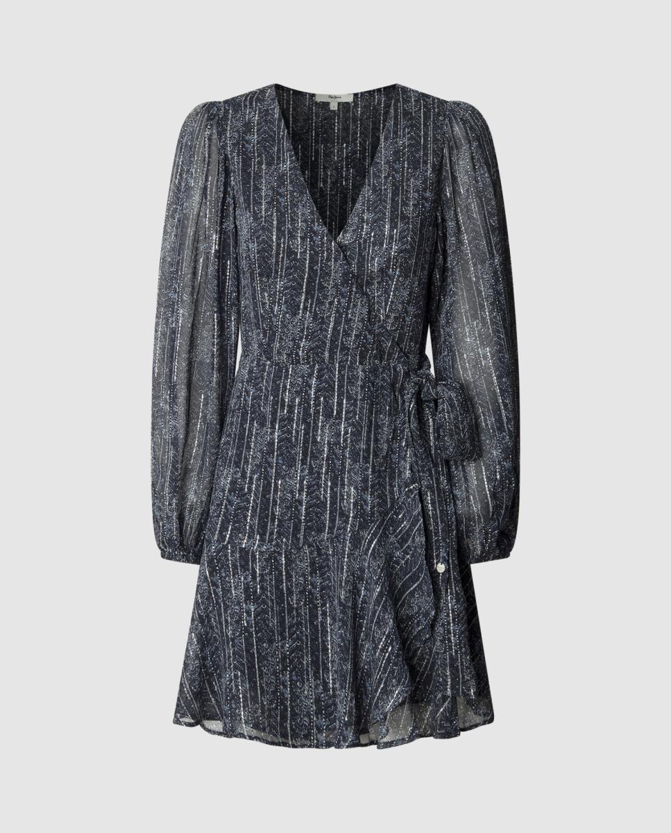 Imagen 0 de Vestido de mujer corto con cuello pico y estampado floral
