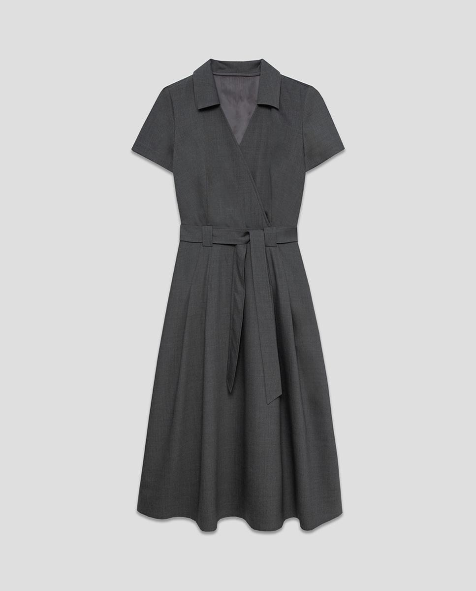 Imagen 0 de Vestido midi de manga larga cruzado
