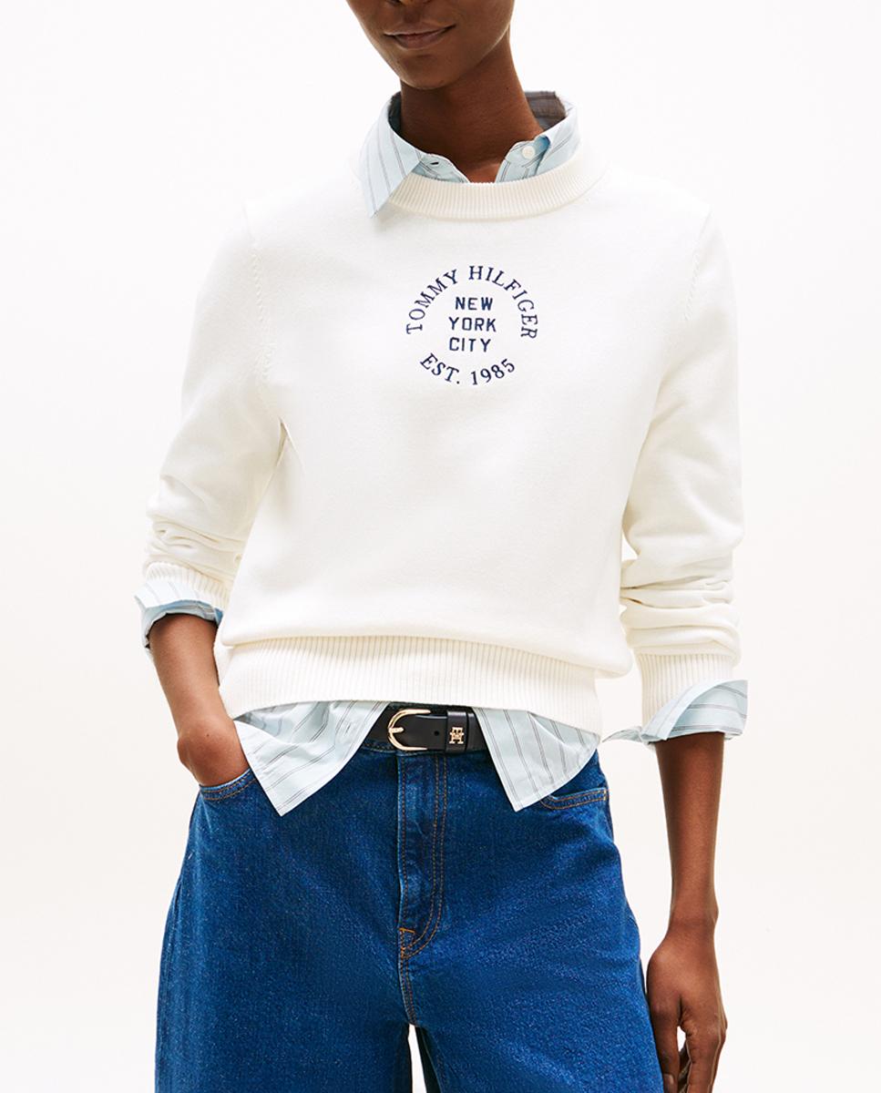 Imagen 0 de Jersey de mujer con cuello redondo y logo bordado