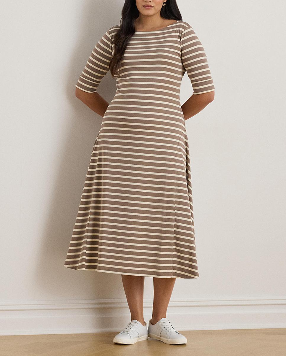Imagen 0 de Vestido midi talla grande de algodón elástico