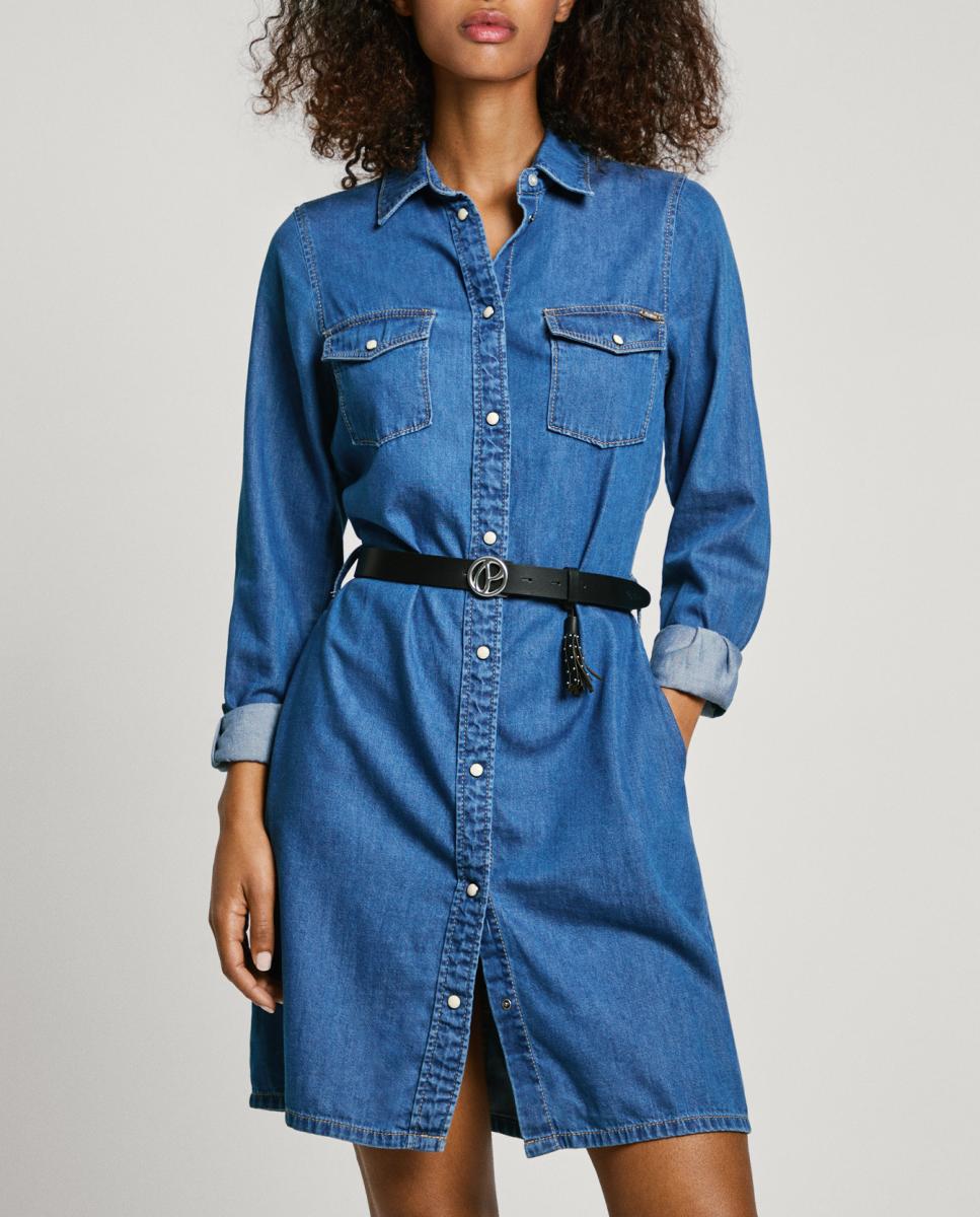 Imagen 0 de Vestido de mujer estilo camisero con cinturón