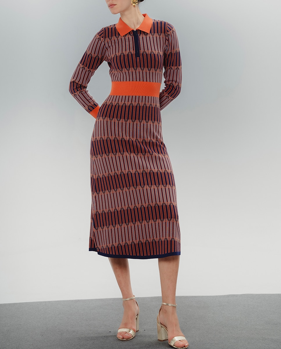 Imagen 0 de Vestido Midi Color Block Luna