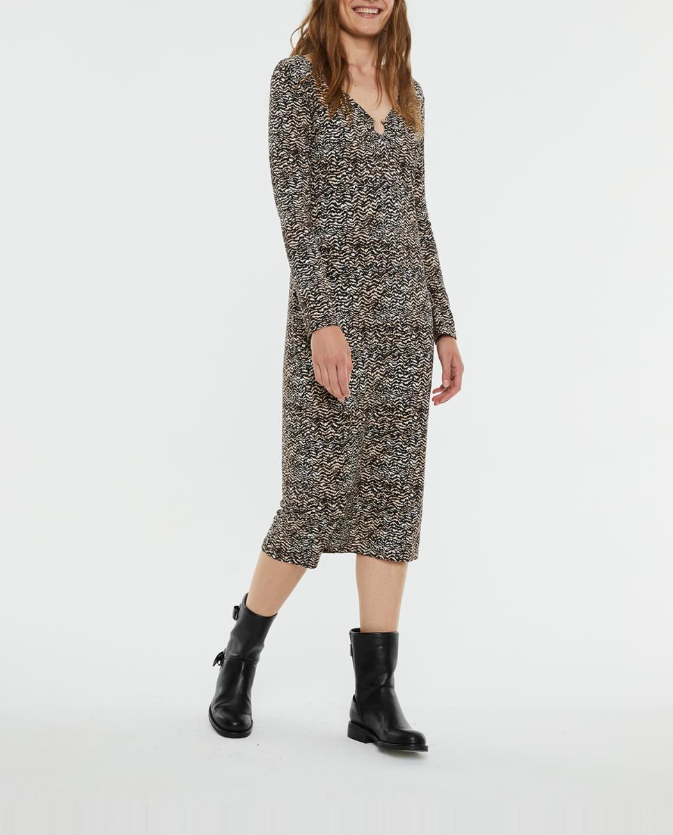 Imagen 0 de Vestido de mujer midi estampado con anilla en el escote