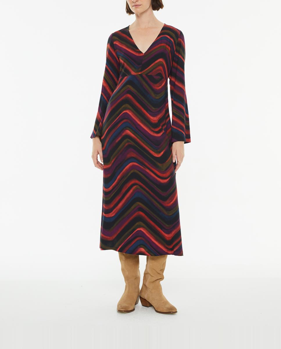 Imagen 0 de Vestido de mujer midi estampado ondas