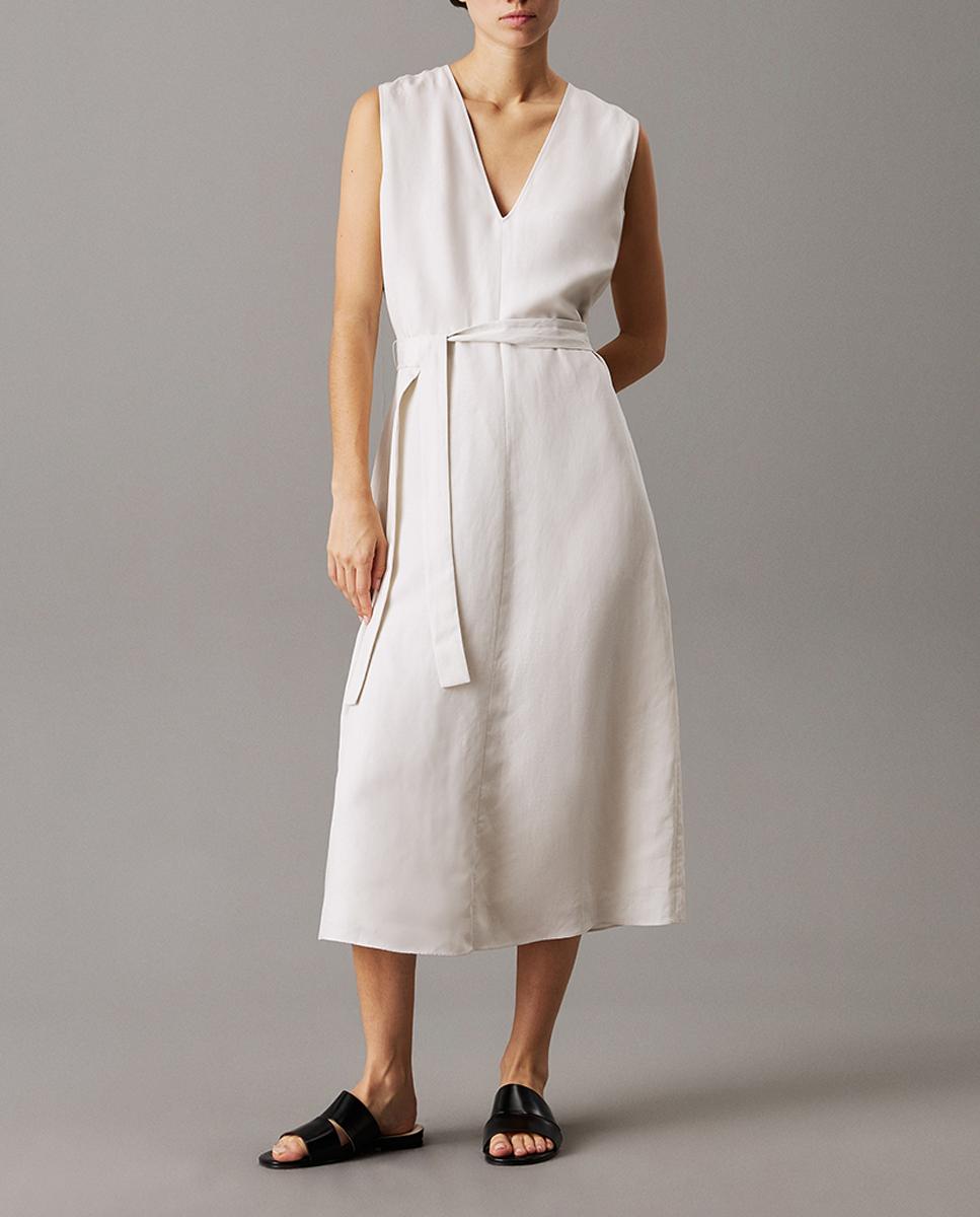 Imagen 0 de Vestido cuello pico con lino